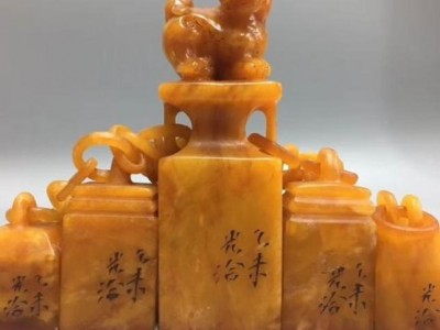 寿山石五连印章摆件仿古古玩玉器杂